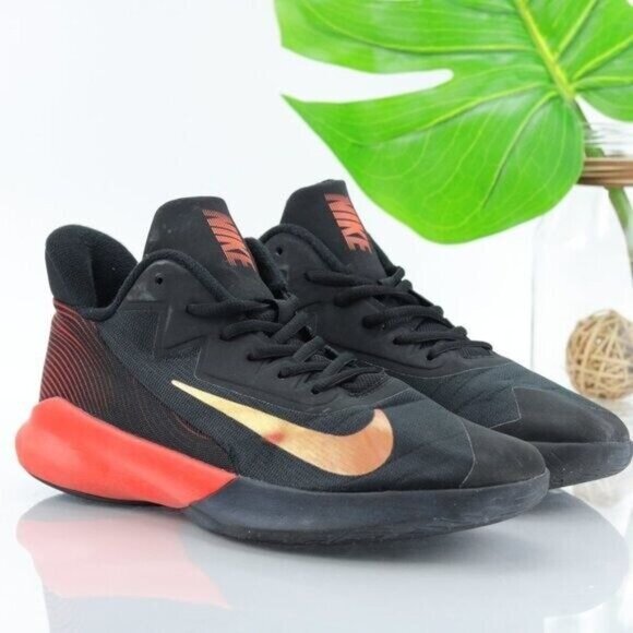 Nike Precision4 Sneaker Men's Size 8 Black Camellia Chile Red Basketball Shoe